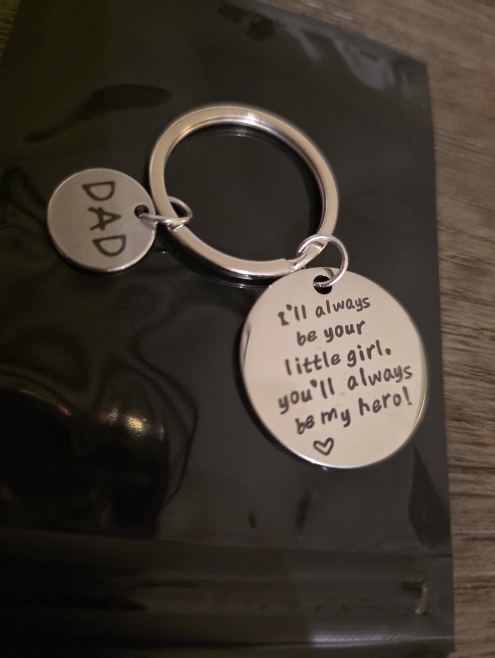Silver Dad Keychain Pendant - "I'll always be your little girl"